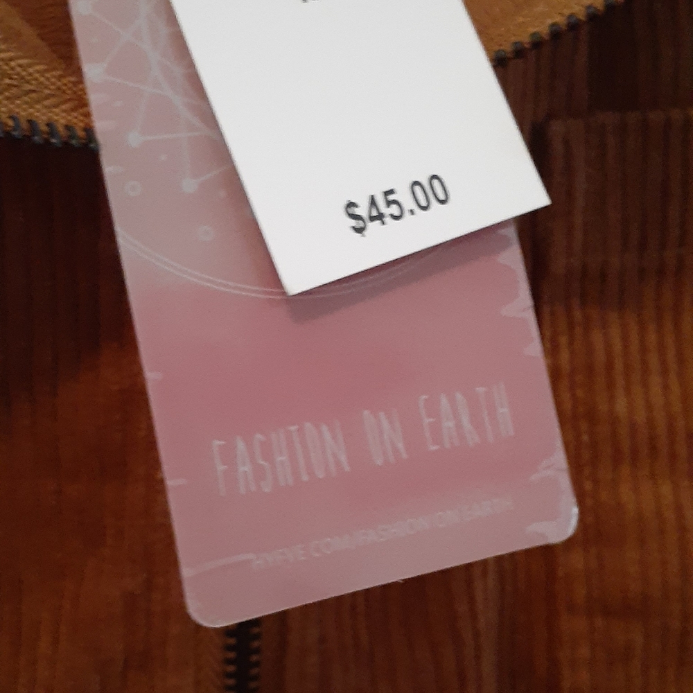 NWT Fashion On Earth Tan Corduroy Zip Front Mini Skirt size M - Picture 7 of 8